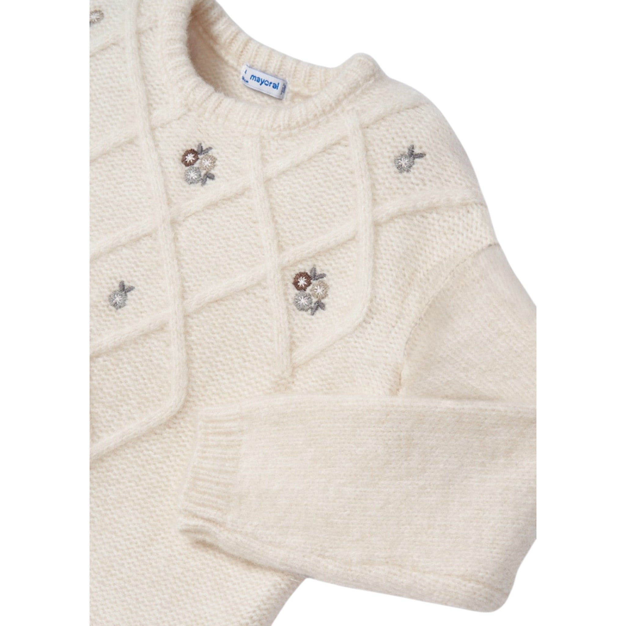 Mayoral Maglia Girocollo tinta unita con Ricami Panna per Bambina 4302 PANNA MAYORAL 