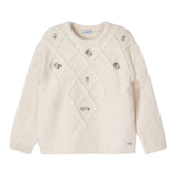 Mayoral Maglia Girocollo tinta unita con Ricami Panna per Bambina 4302 PANNA MAYORAL 