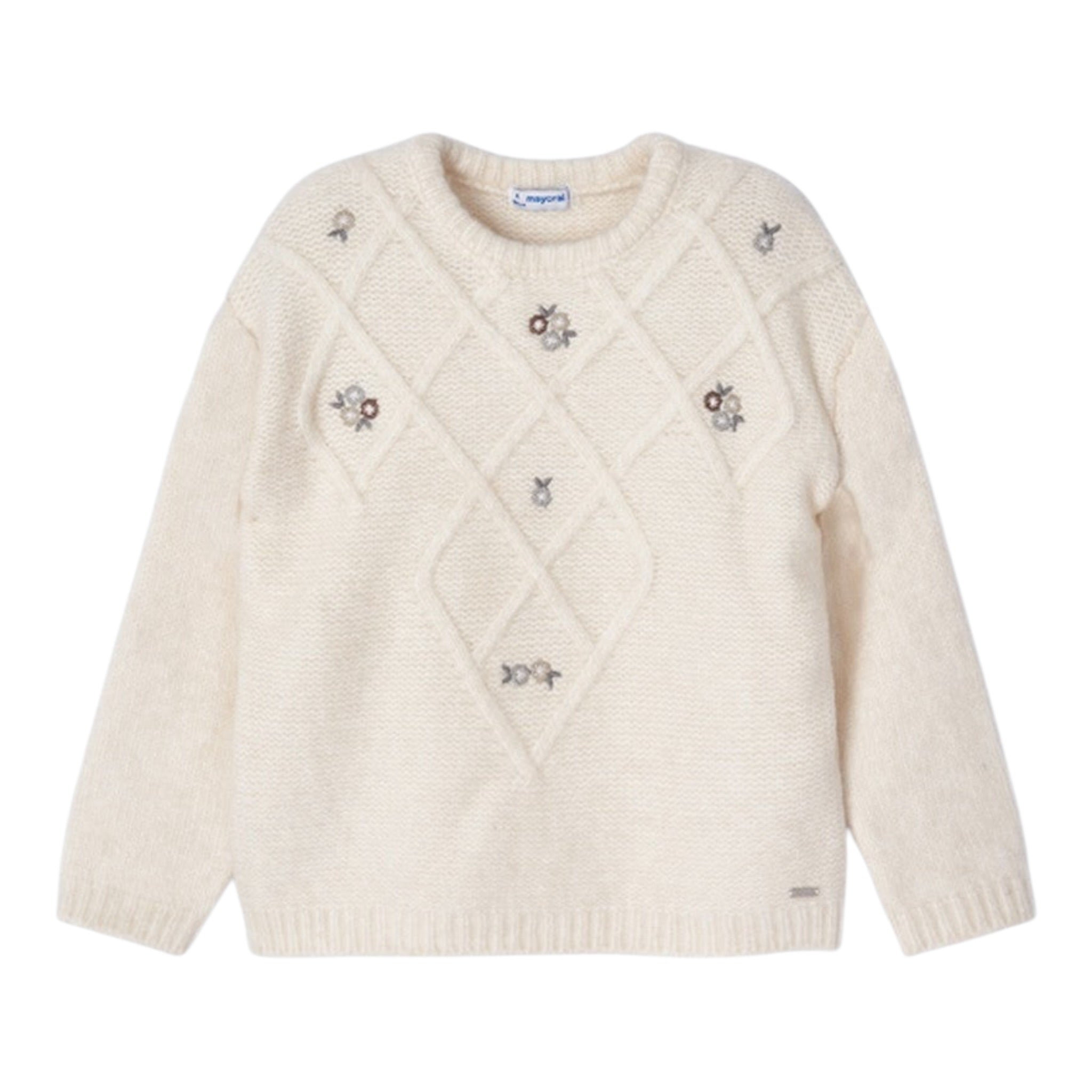 Mayoral Maglia Girocollo tinta unita con Ricami Panna per Bambina 4302 PANNA MAYORAL 