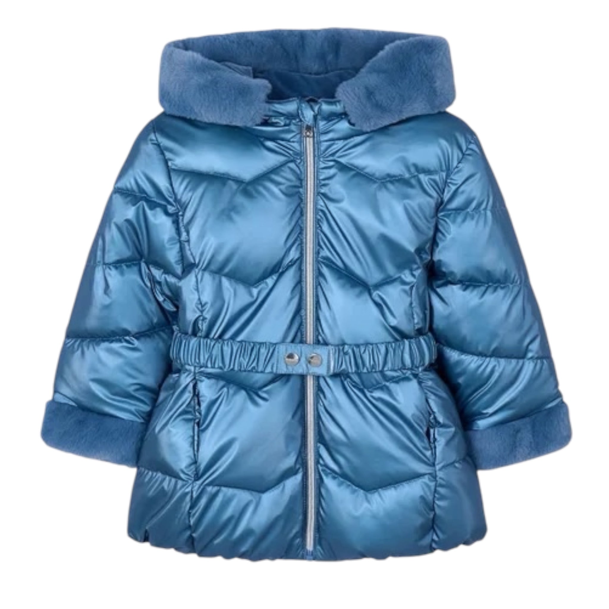 Mayoral Giubbino tinta unita con Zip Cappuccio Azzurro per Bambina 4448 AZZURRO MAYORAL 