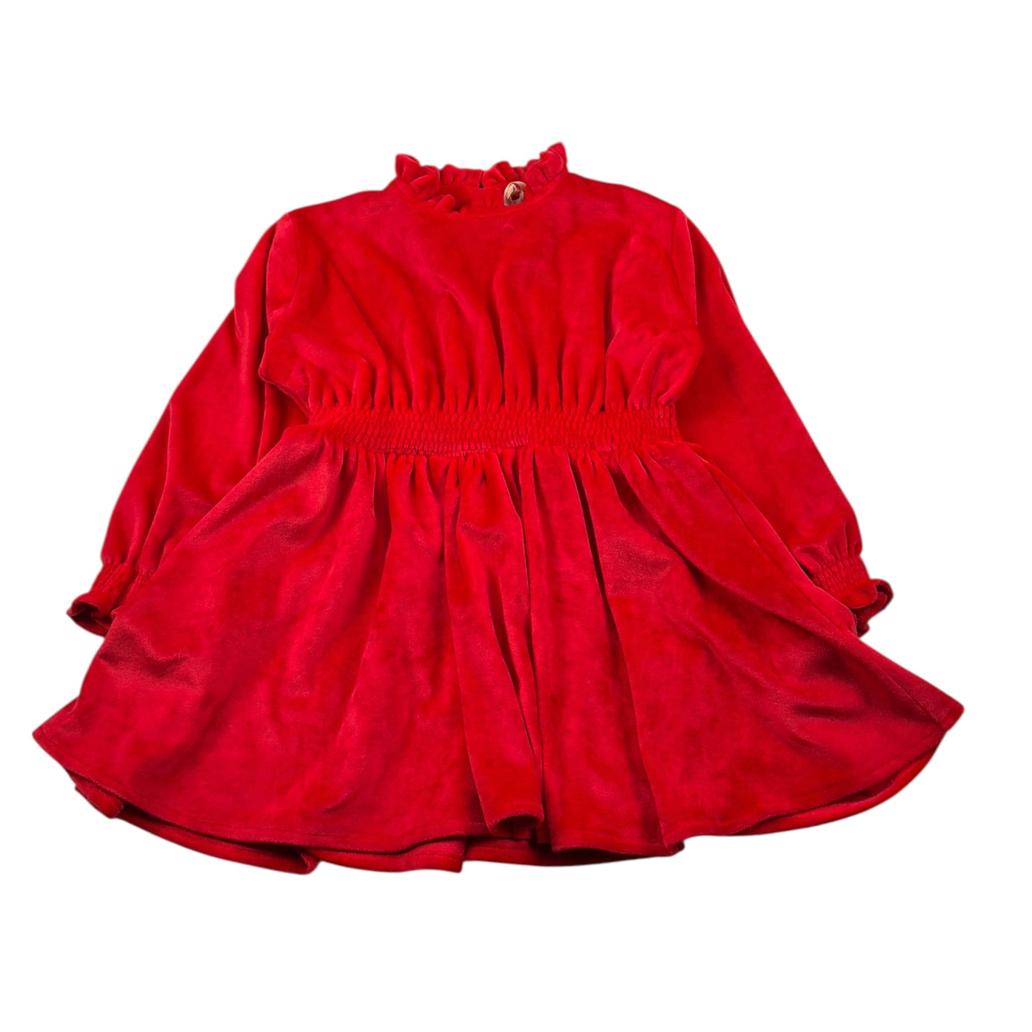 Meilisa Bai Abito Manica Lunga tinta unita In Velluto Rosso per Bambina FL6028 ROSSO MEILISA BAI 