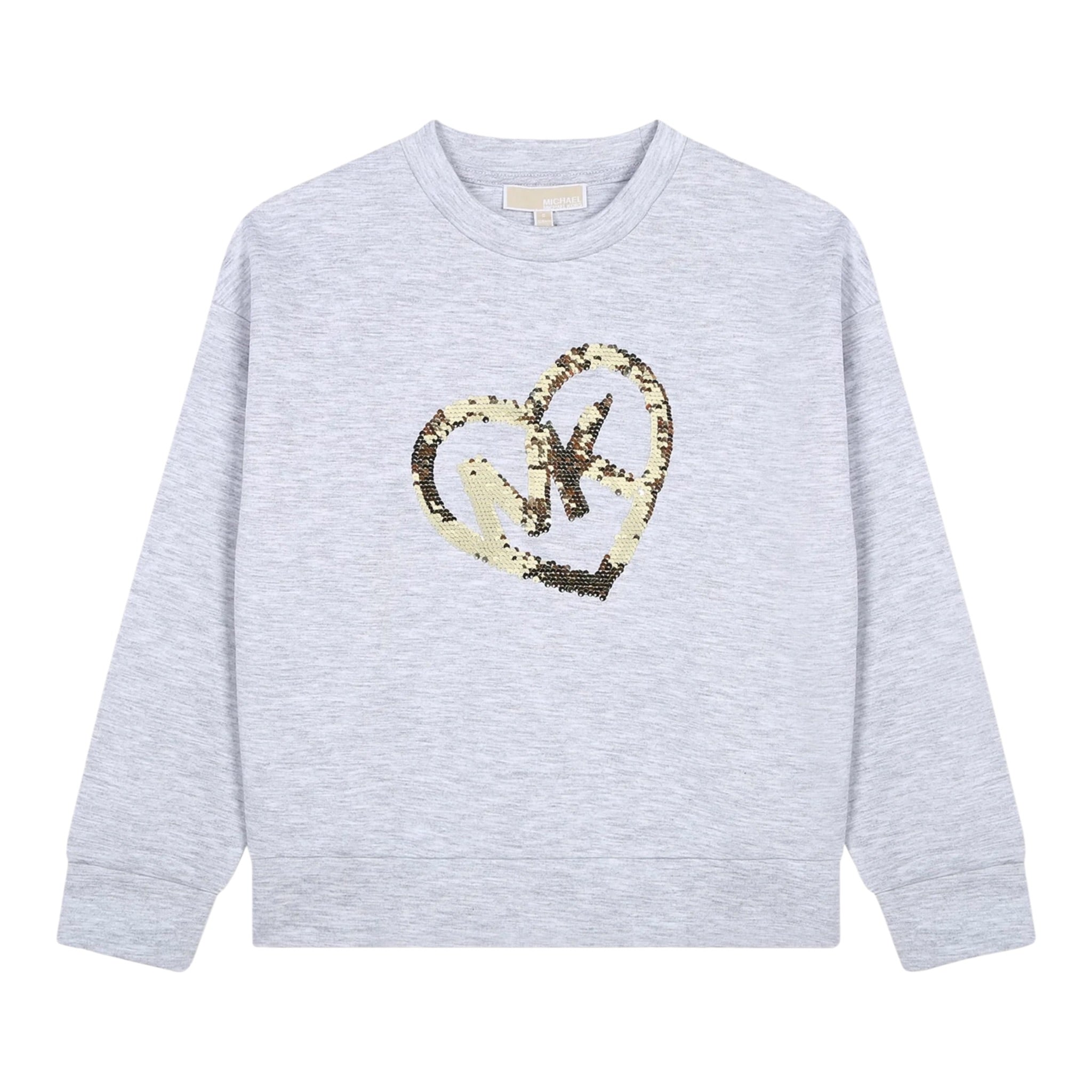 Michael Kors Felpa Girocollo tinta unita con Paillettes Grigio per Bambina R30148 GRIGIO MICHAEL KORS 