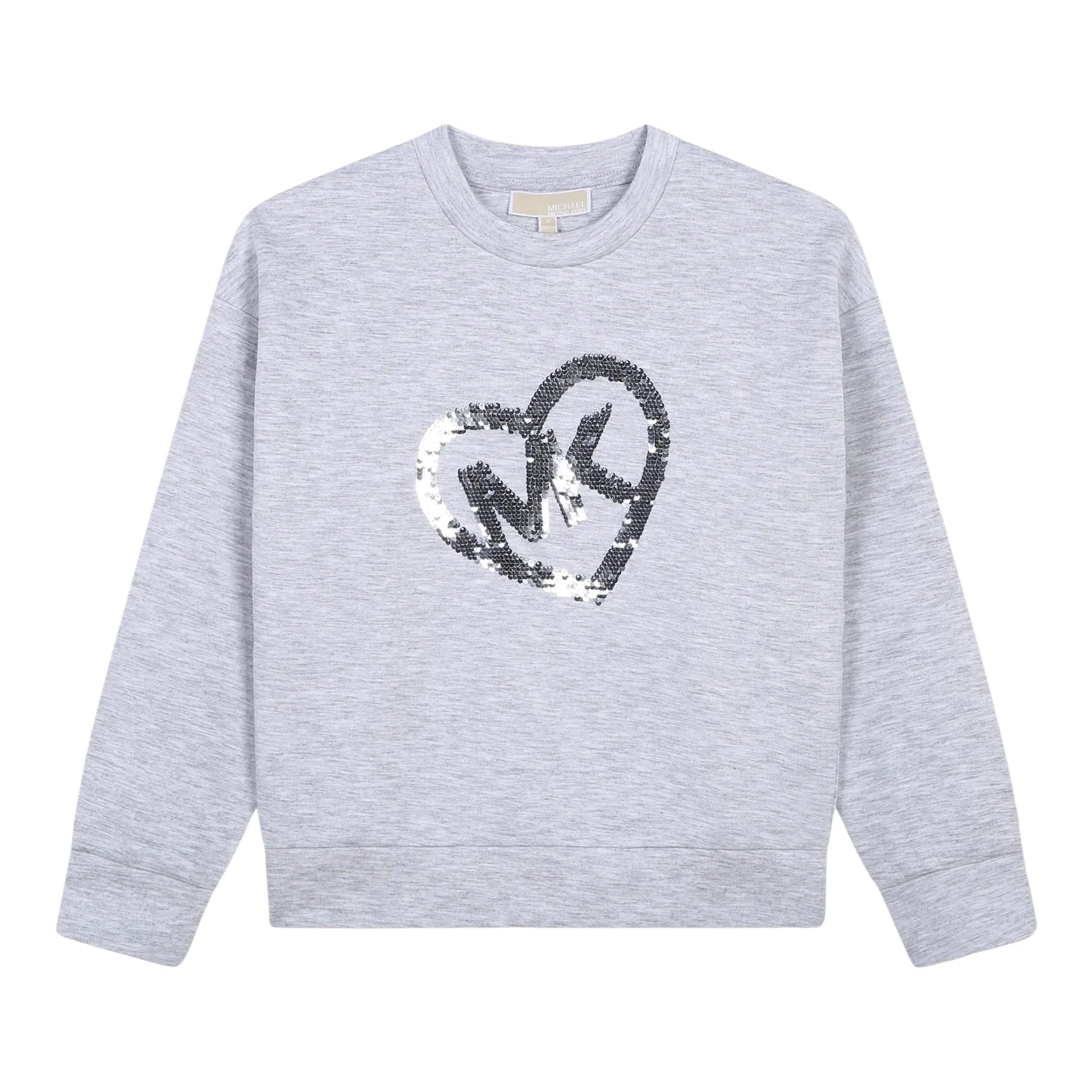 Michael Kors Felpa Girocollo tinta unita con Paillettes Grigio per Bambina R30148 GRIGIO MICHAEL KORS 