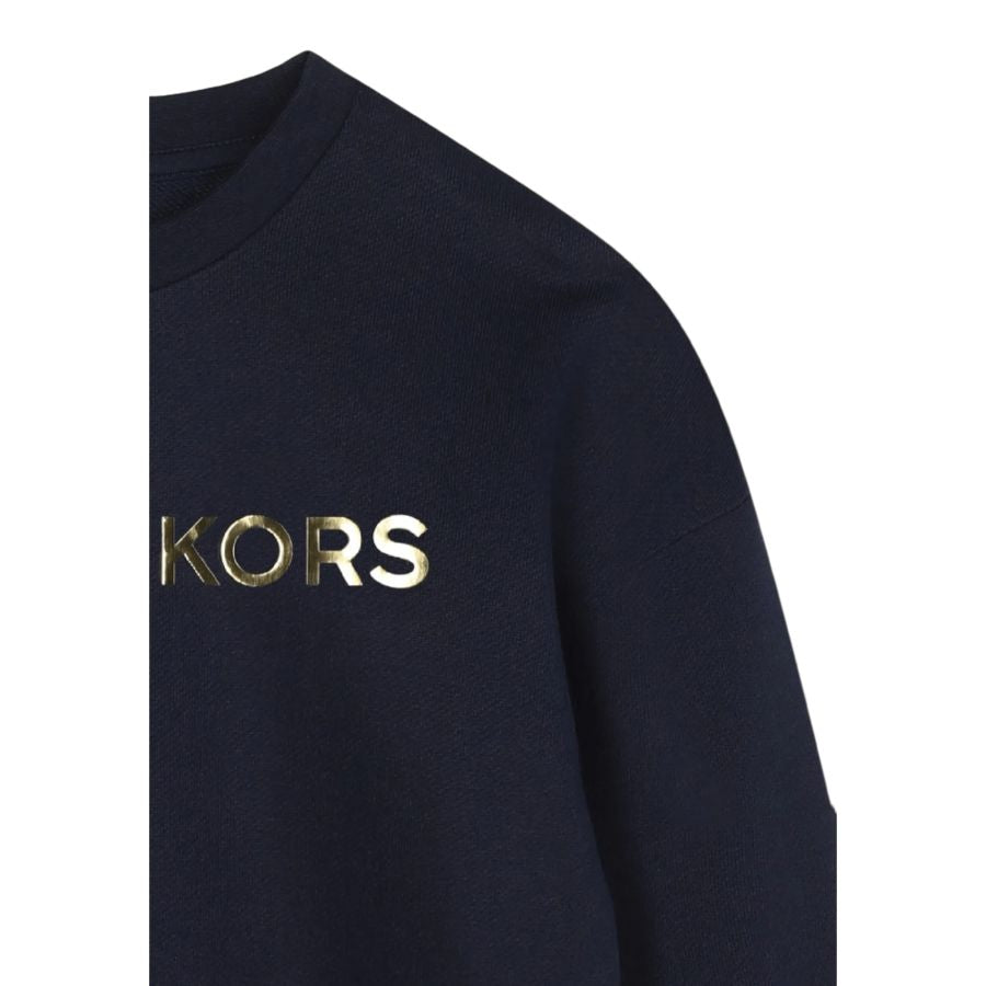Michael Kors Felpa Chiusa Girocollo tinta unita con Logo Blu per Bambina R304699X BLU MICHAEL KORS 