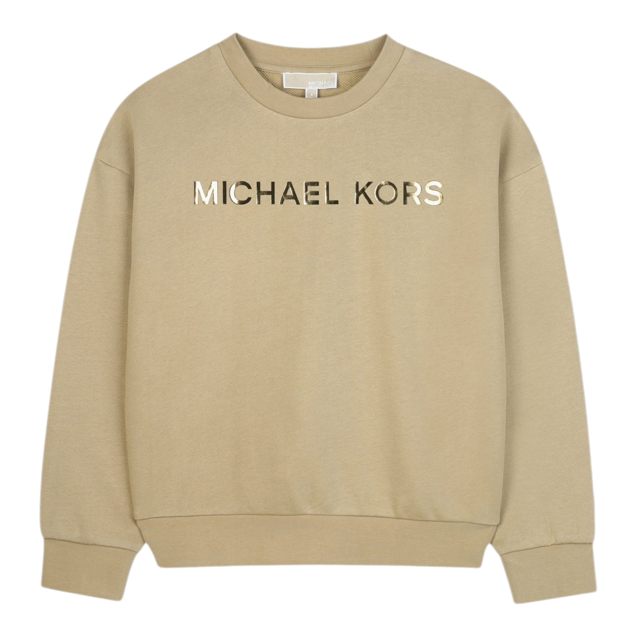 Michael Kors Felpa Chiusa Girocollo tinta unita con Logo Beige per Bambina R30469 BEIGE MICHAEL KORS 