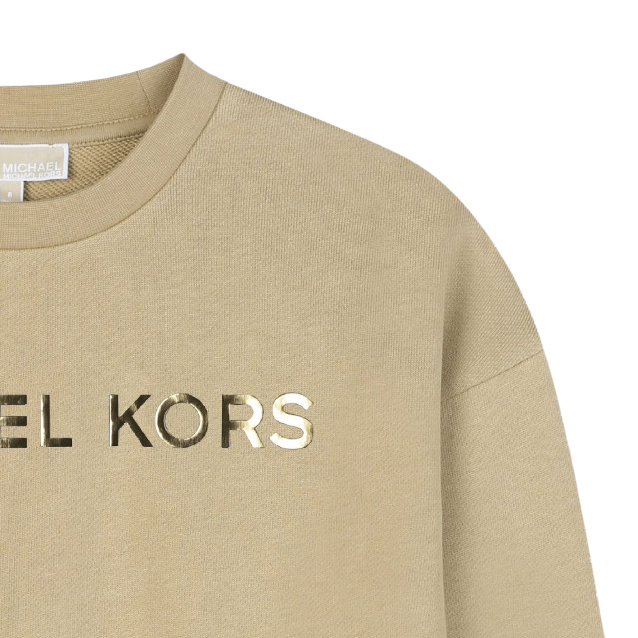 Michael Kors Felpa Chiusa Girocollo tinta unita con Logo Beige per Bambina R30469 BEIGE MICHAEL KORS 