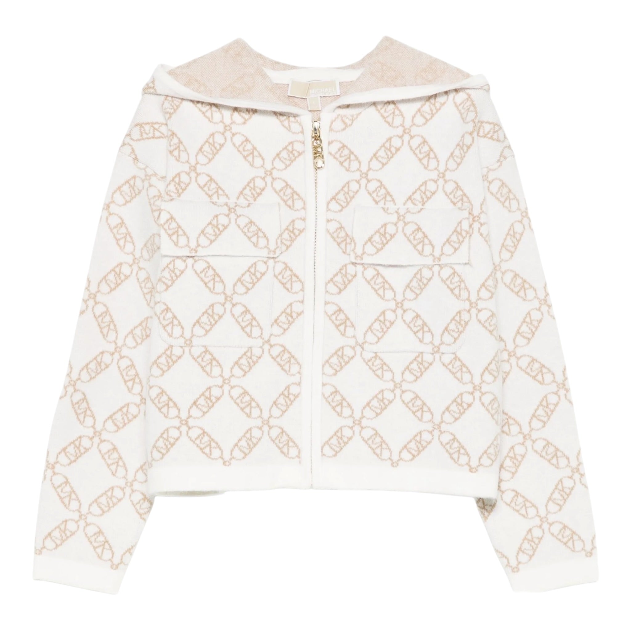 Michael Kors Felpa con Zip E Cappuccio tinta unita Panna per Bambina R30470 PANNA MICHAEL KORS 