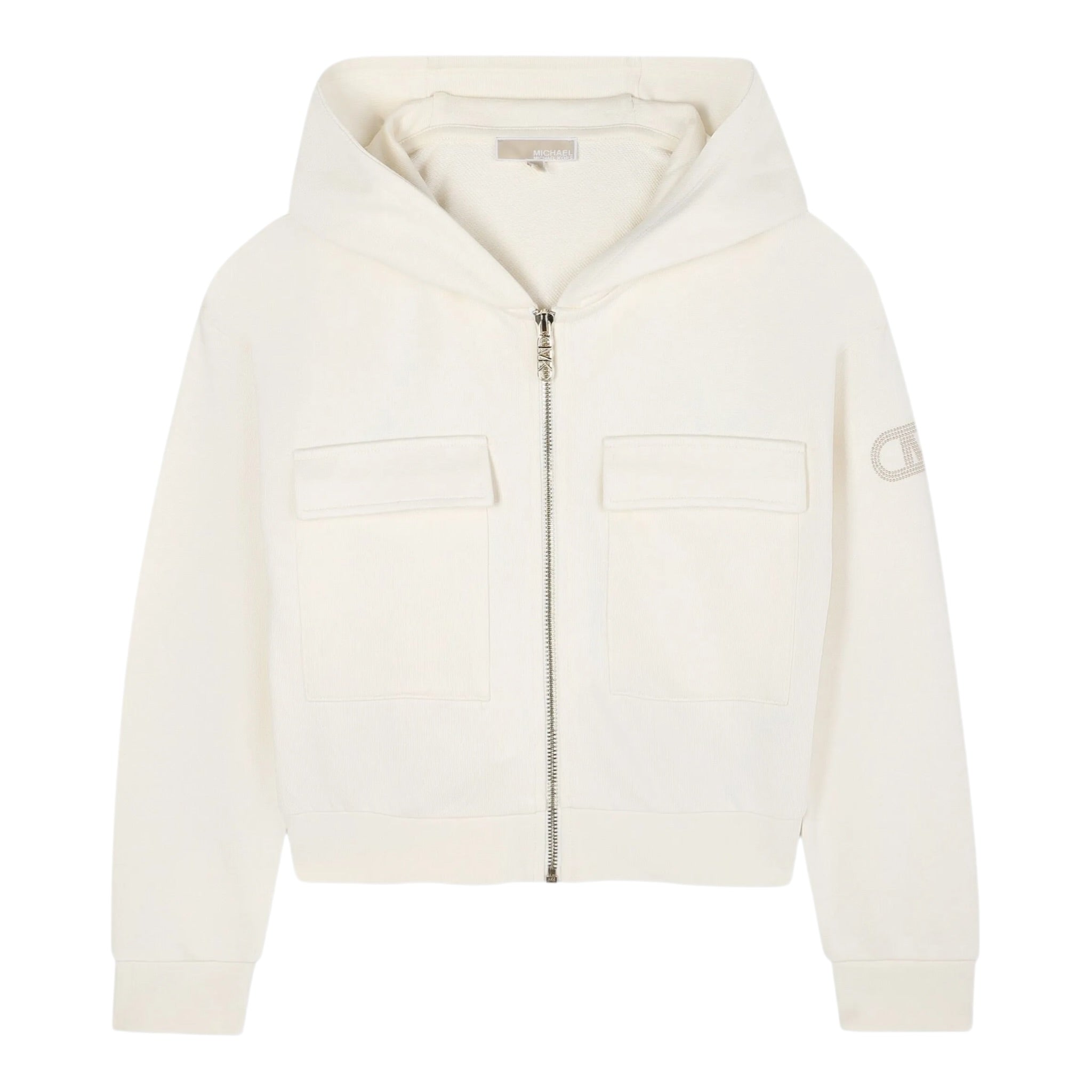 Michael Kors Felpa con Zip E Cappuccio tinta unita Crema per Bambina R30471 CREMA MICHAEL KORS 