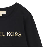 Michael Kors Shirt Girocollo tinta unita con Logo Nero per Bambino R30488JX NERO MICHAEL KORS 