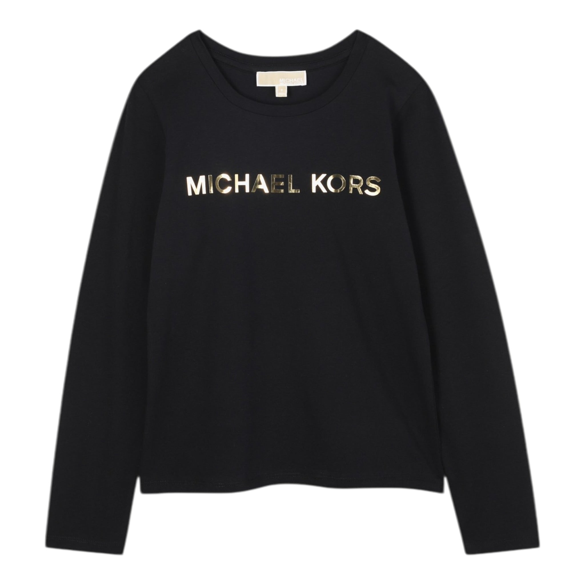 Michael Kors Shirt Girocollo tinta unita con Logo Nero per Neonata R30488 NERO MICHAEL KORS 