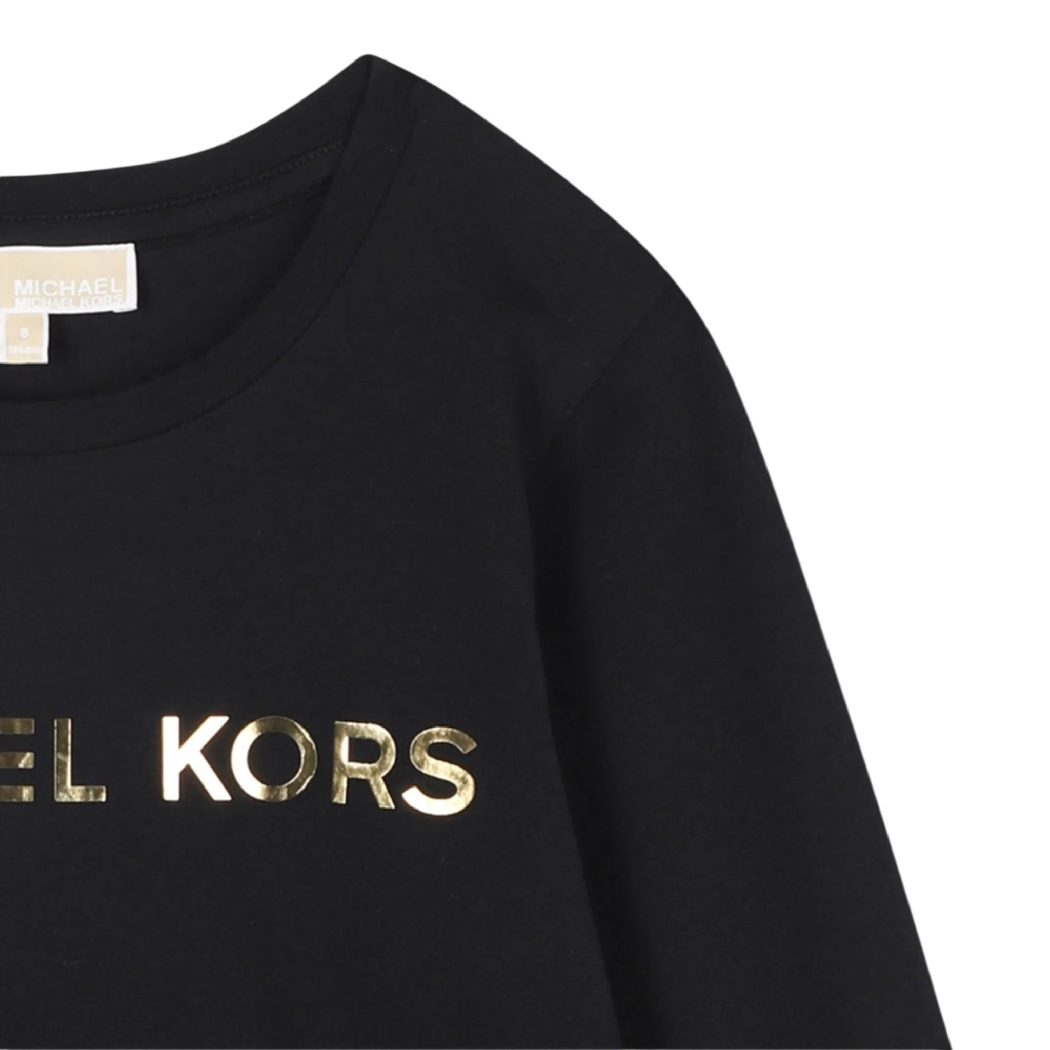 Michael Kors Shirt Girocollo tinta unita con Logo Nero per Neonata R30488X NERO MICHAEL KORS 