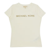 Michael Kors T-Shirt tinta unita con Logo Panna per Bambina R30492J PANNA MICHAEL KORS 