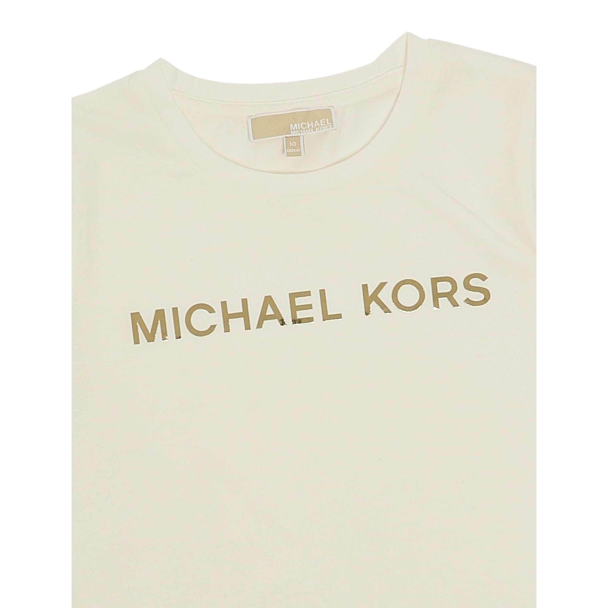 Michael Kors T-Shirt tinta unita con Logo Panna per Bambina R30492J PANNA MICHAEL KORS 