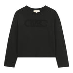 Michael Kors Shirt Girocollo tinta unita con Logo Nero per Bambina R30495 NERO MICHAEL KORS 