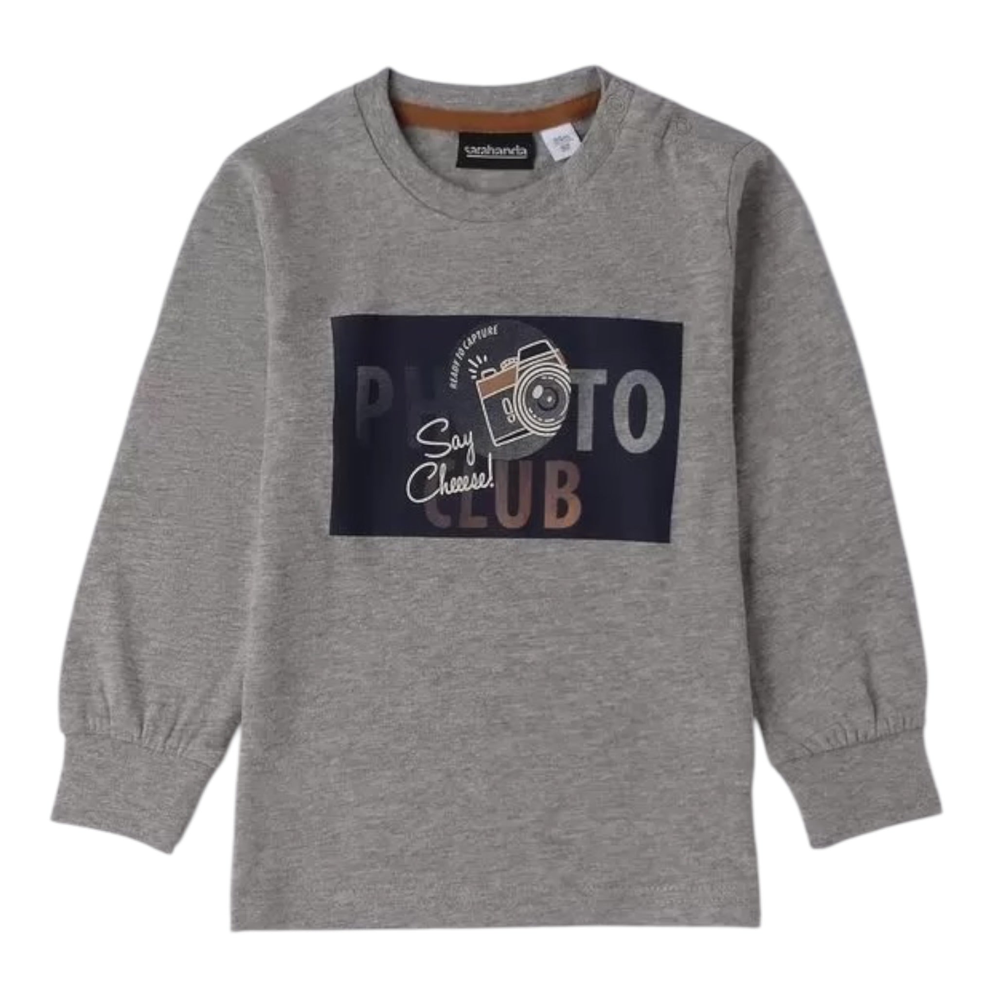 Sarabanda Shirt tinta unita con Stampa Grigio per Bambino 0F130J GRIGIO SARABANDA 