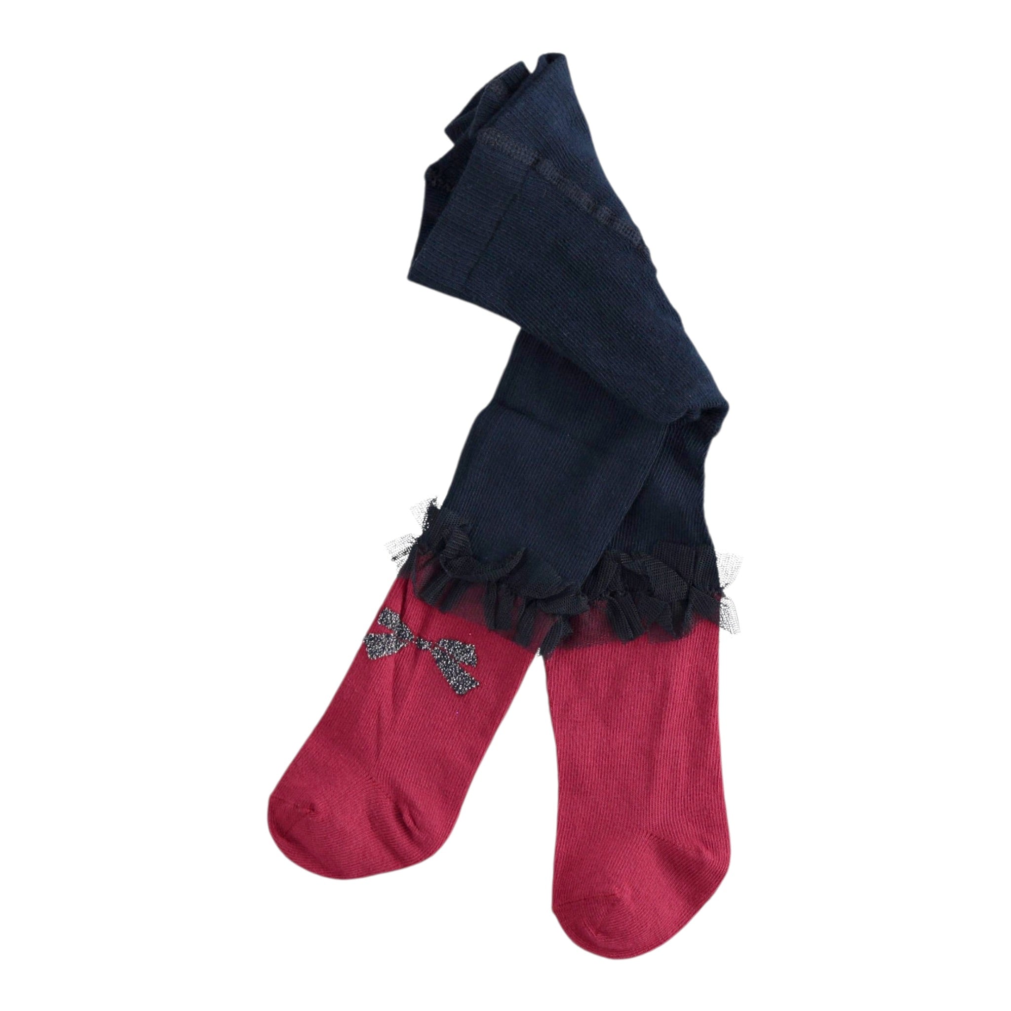 Mini Banda Calze Bicolore con Tulle Blu/Rosso per Neonata 31346 BLU/ROSSO MINI BANDA 