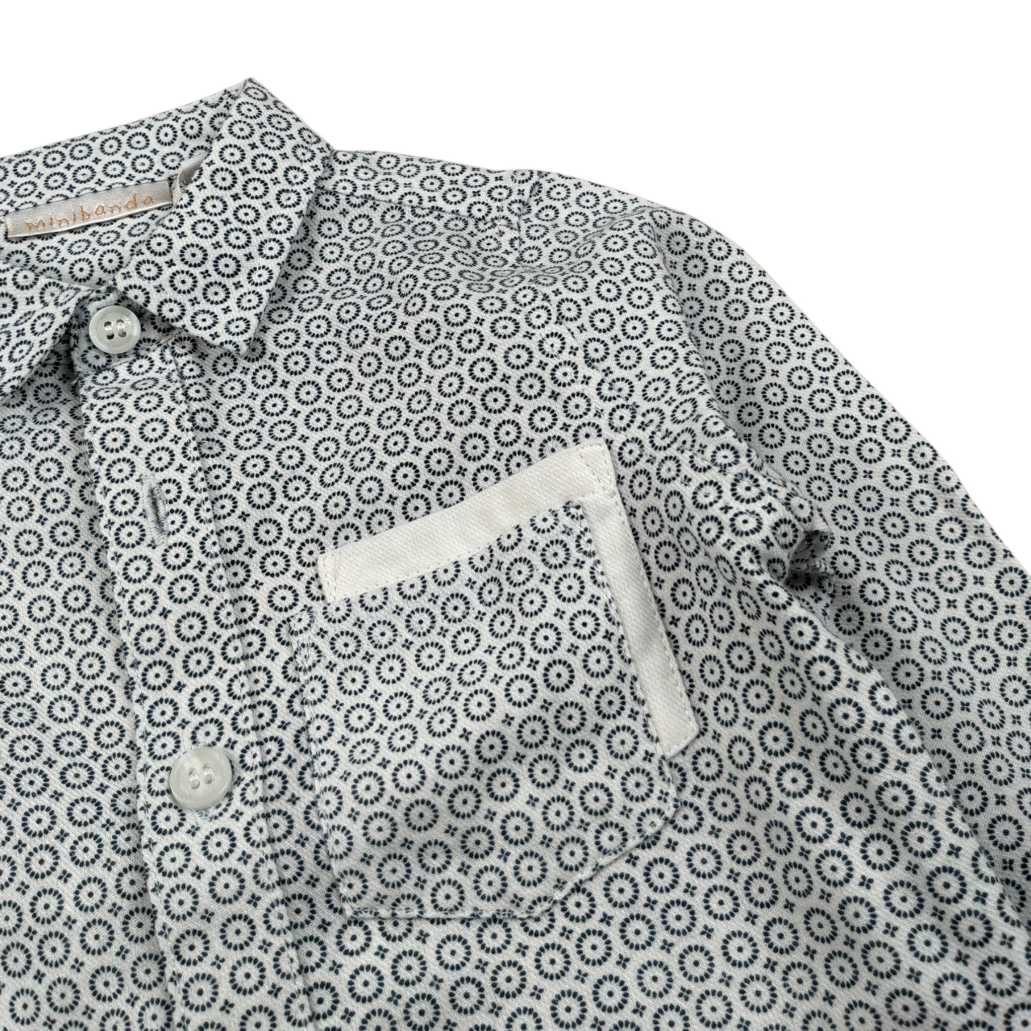 Mini Banda Camicia tinta unita con Fantasia Bianco per Neonato 3620 BIANCO MINI BANDA 
