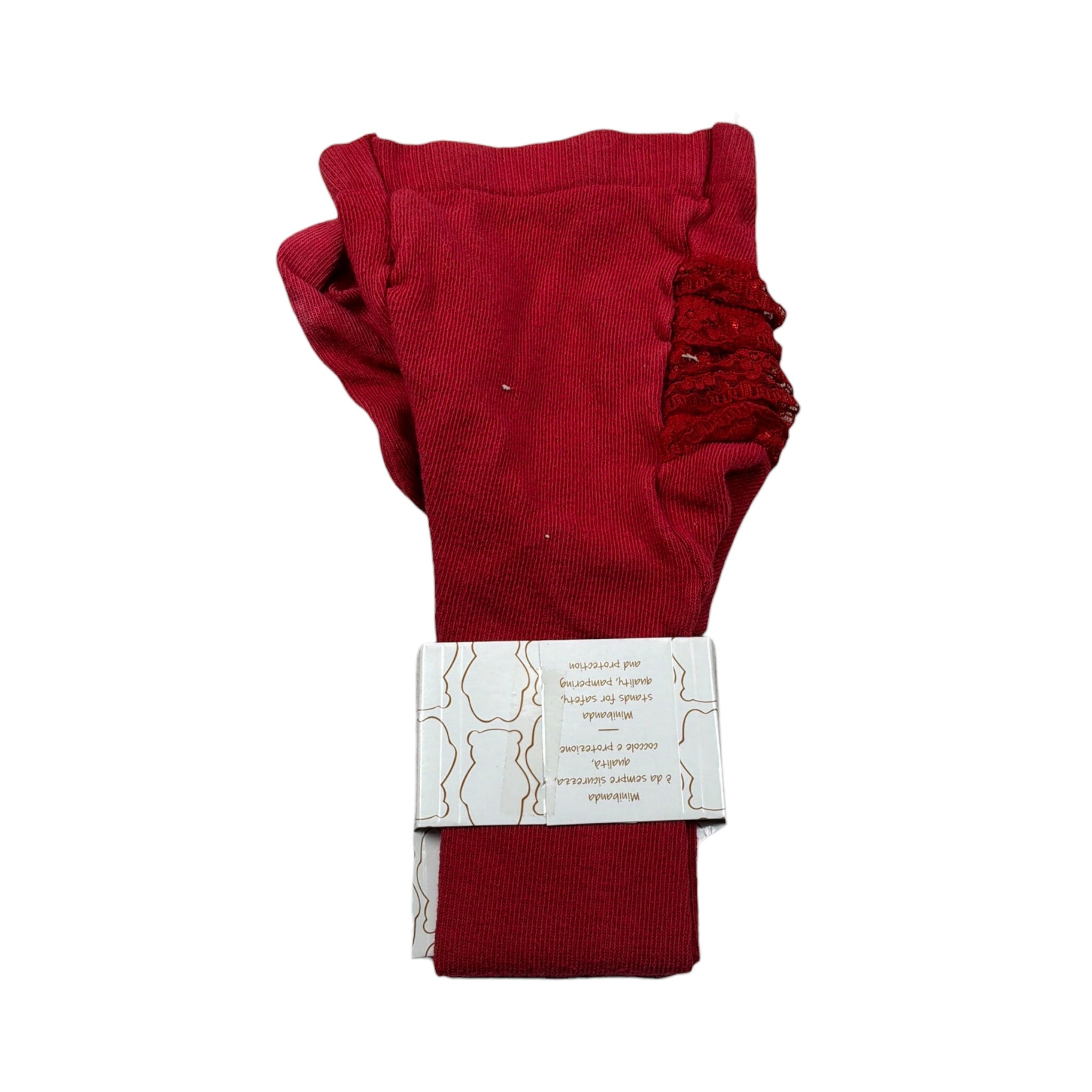Mini Banda Calze tinta unita con Applicazione Rosso per Neonata 37346 ROSSO MINI BANDA 