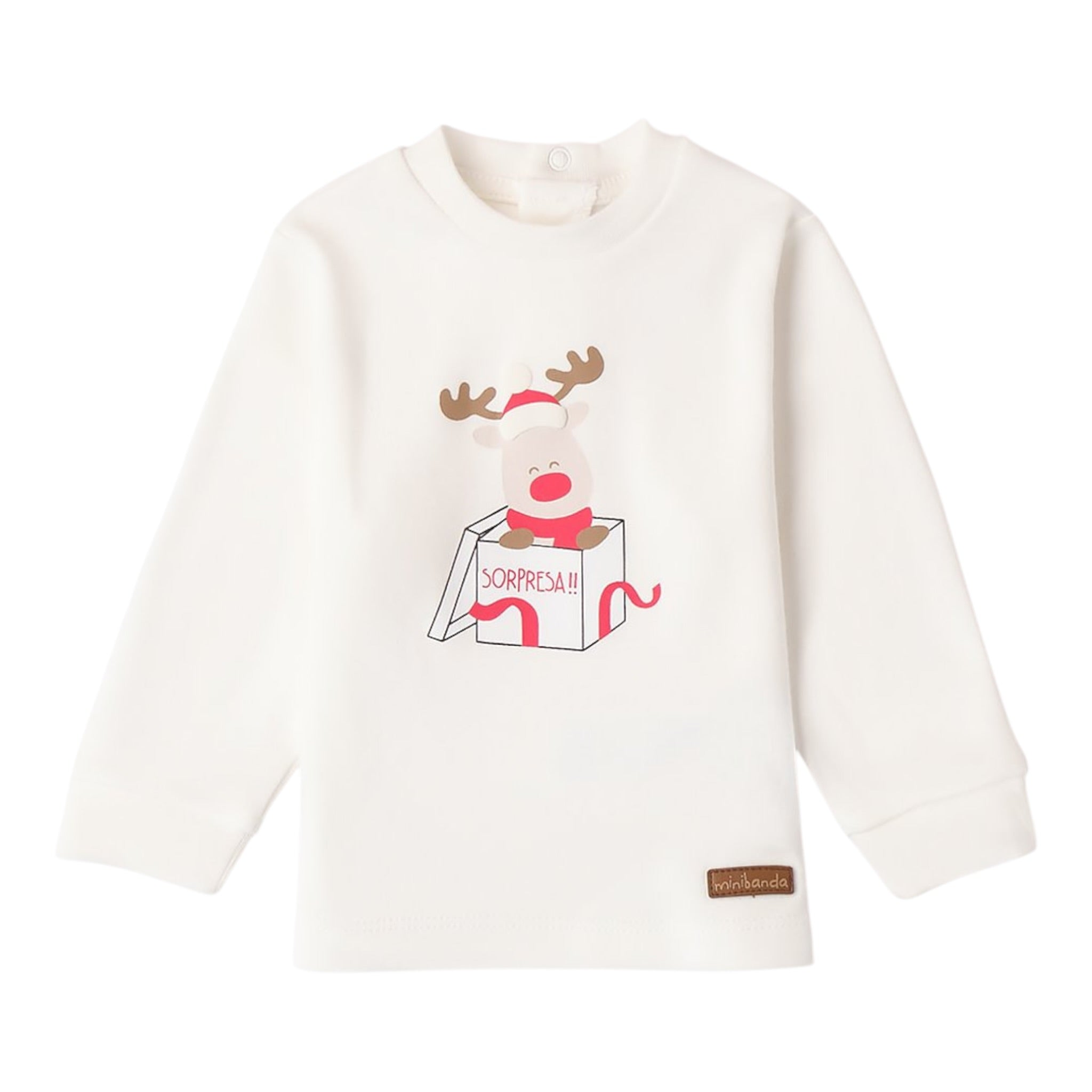 Mini Banda Shirt tinta unita con Stampa Bianco per Neonato 3A619 BIANCO MINI BANDA 