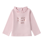Mini Banda Shirt tinta unita con Stampa E Colletto Rosa per Neonata 3F712 ROSA MINI BANDA 