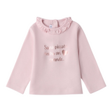 Mini Banda Shirt tinta unita con Stampa E Colletto Rosa per Neonata 3F712 ROSA MINI BANDA 