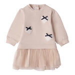 Mini Banda Abito tinta unita con Tulle Beige per Neonata 3F729 BEIGE MINI BANDA 