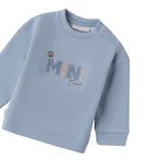 Mini Banda Felpa tinta unita con Stampa Azzurro per Neonato F613 AZZURRO MINI BANDA 