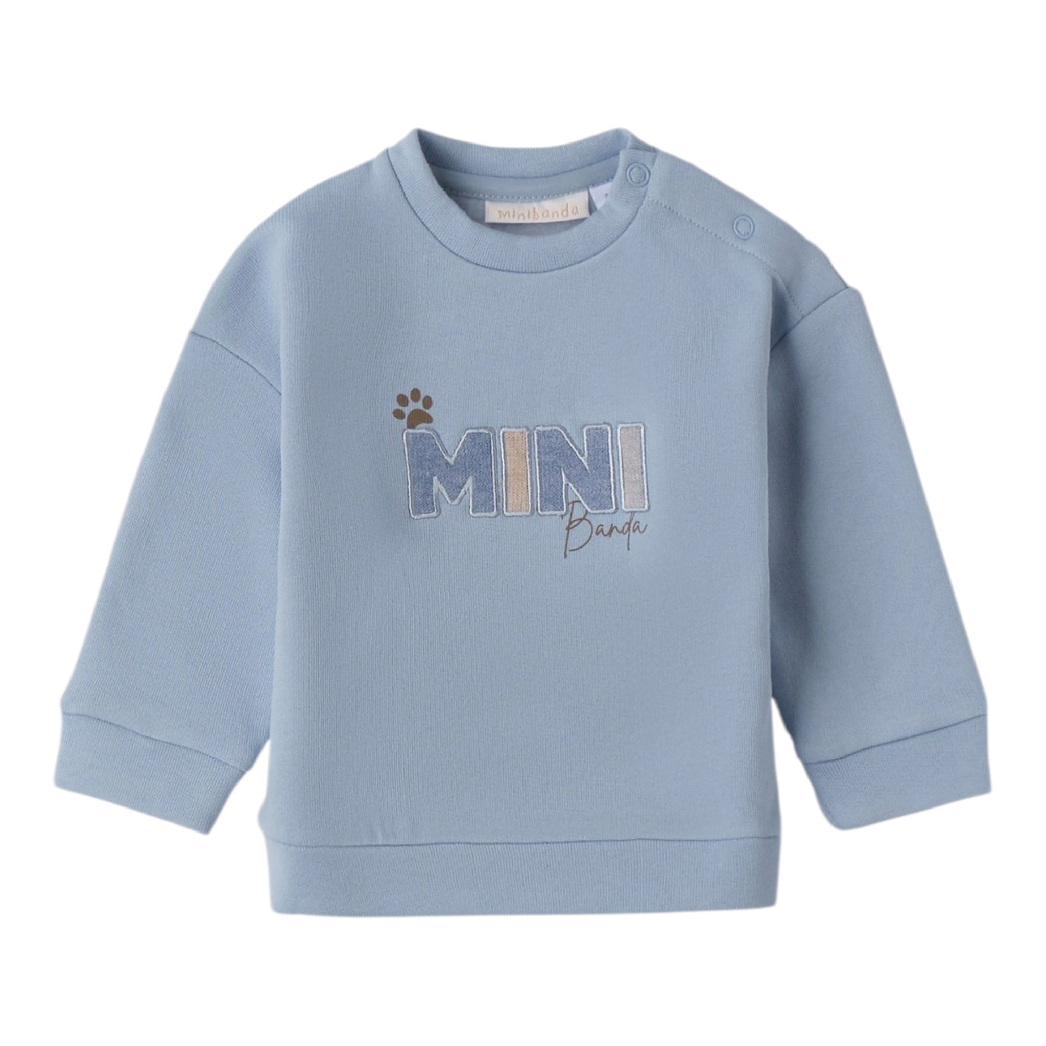 Mini Banda Felpa tinta unita con Stampa Azzurro per Neonato F613 AZZURRO MINI BANDA 