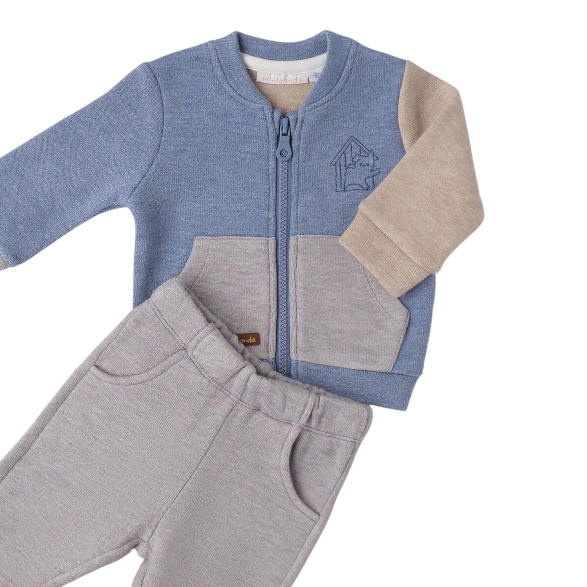 Minibanda Completo 2Pz Felpa-Pantalone Azzurro per Neonato 3F365 AZZURRO MINIBANDA 