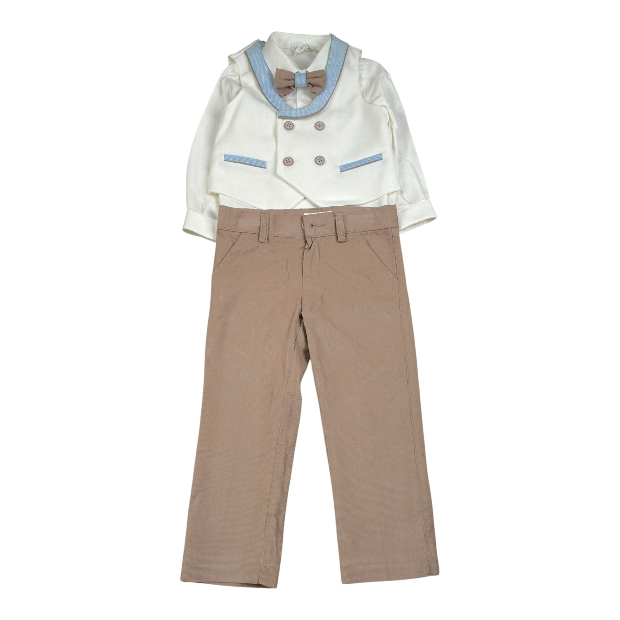 Minu' Completo Cerimonia 4Pz Camicia-Papillon-Gilet-Pantalone Bianco per Neonato M3948L4 BIANCO MINU' 