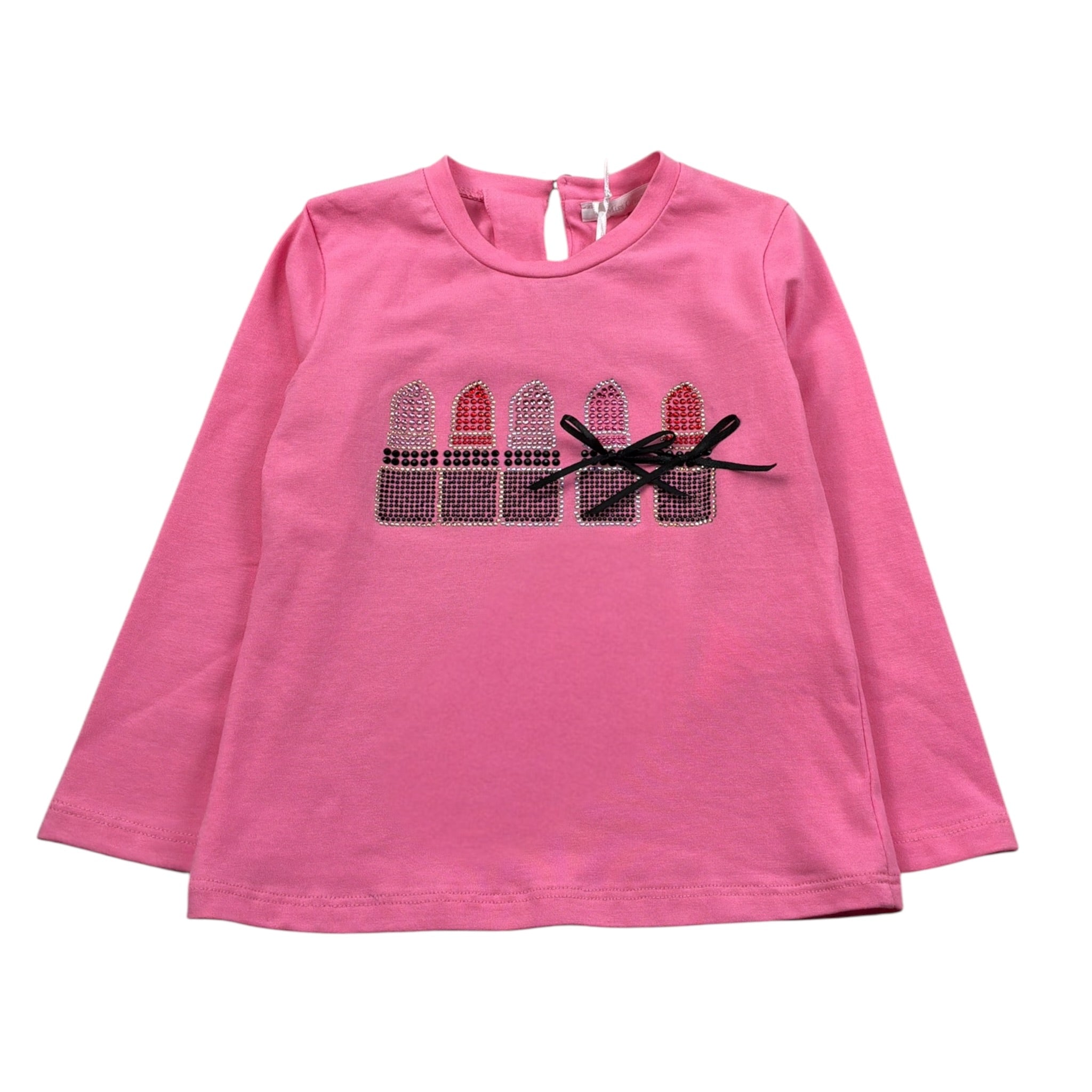 Miss Grant Shirt Girocollo tinta unita con Stampa Rosa per Neonata MG1209 ROSA MISS GRANT 
