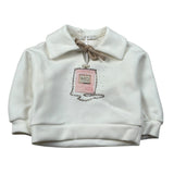 Miss Grant Felpa tinta unita con Colletto E Stampa Panna per Bambina MG1380X PANNA MISS GRANT 