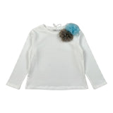 Miss Grant Shirt Girocollo tinta unita con Applicazioni Bianco per Bambina MG1401 BIANCO MISS GRANT 