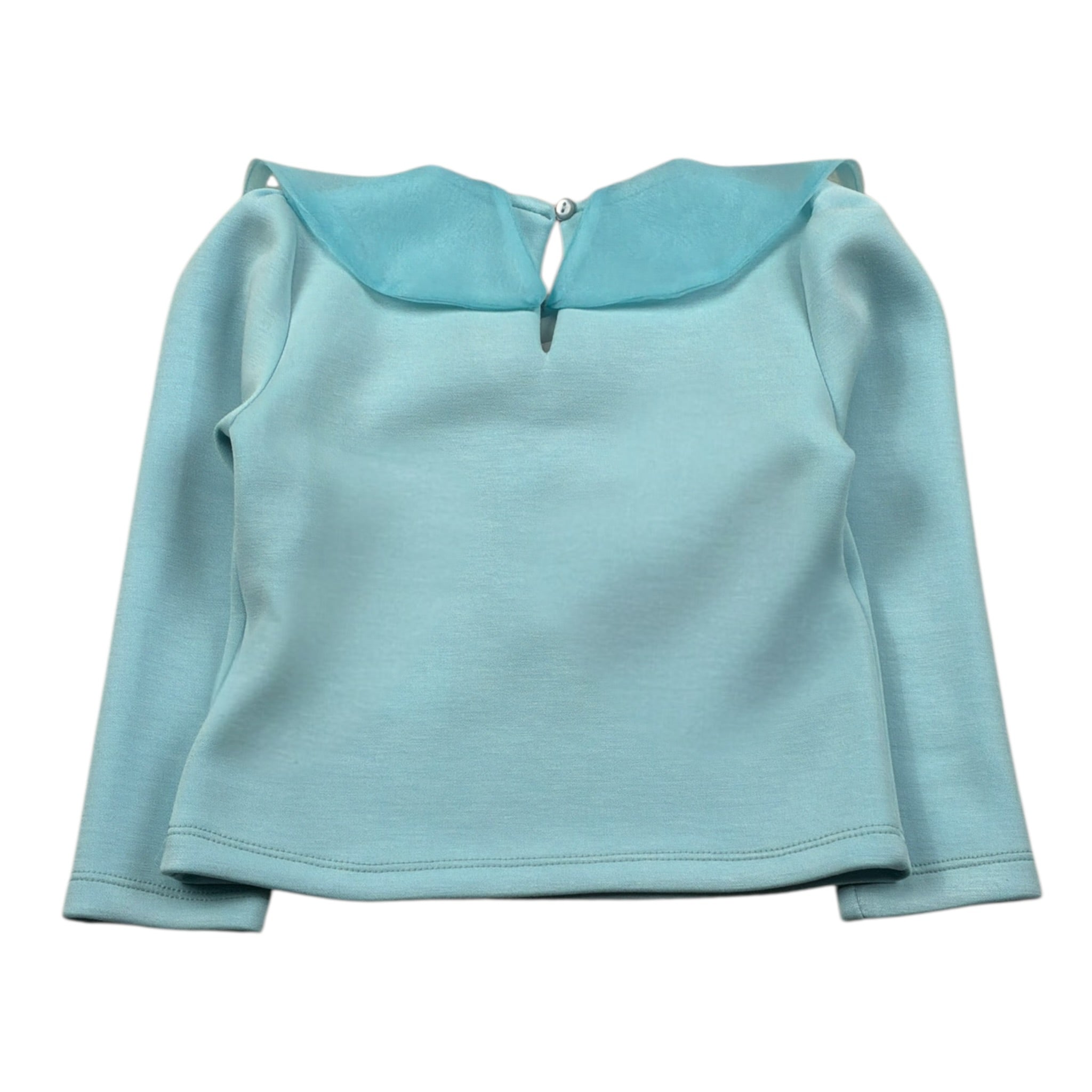 Miss Grant Shirt tinta unita con Colletto Tulle Azzurro per Bambina MG1433 AZZURRO MISS GRANT 