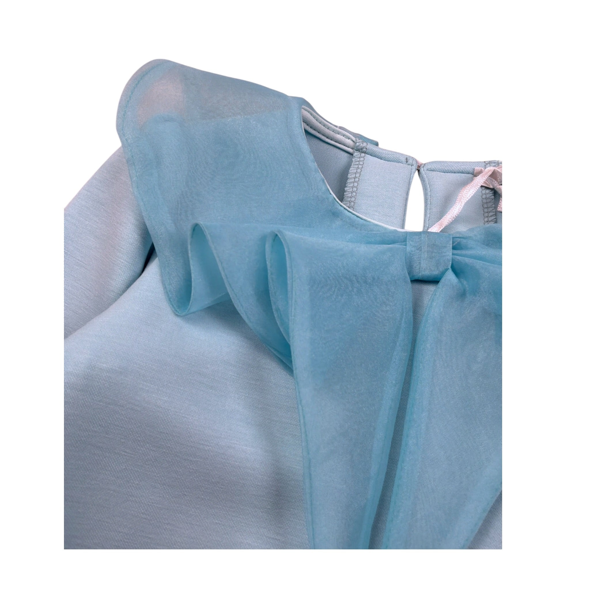Miss Grant Shirt tinta unita con Colletto Tulle Azzurro per Bambina MG1433 AZZURRO MISS GRANT 
