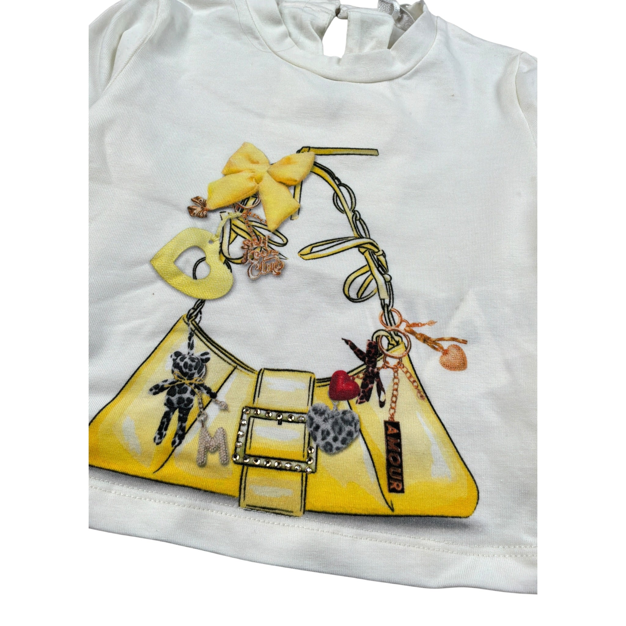 Miss Grant Shirt Girocollo tinta unita con Stampa Panna per Neonata MG1501N PANNA MISS GRANT 