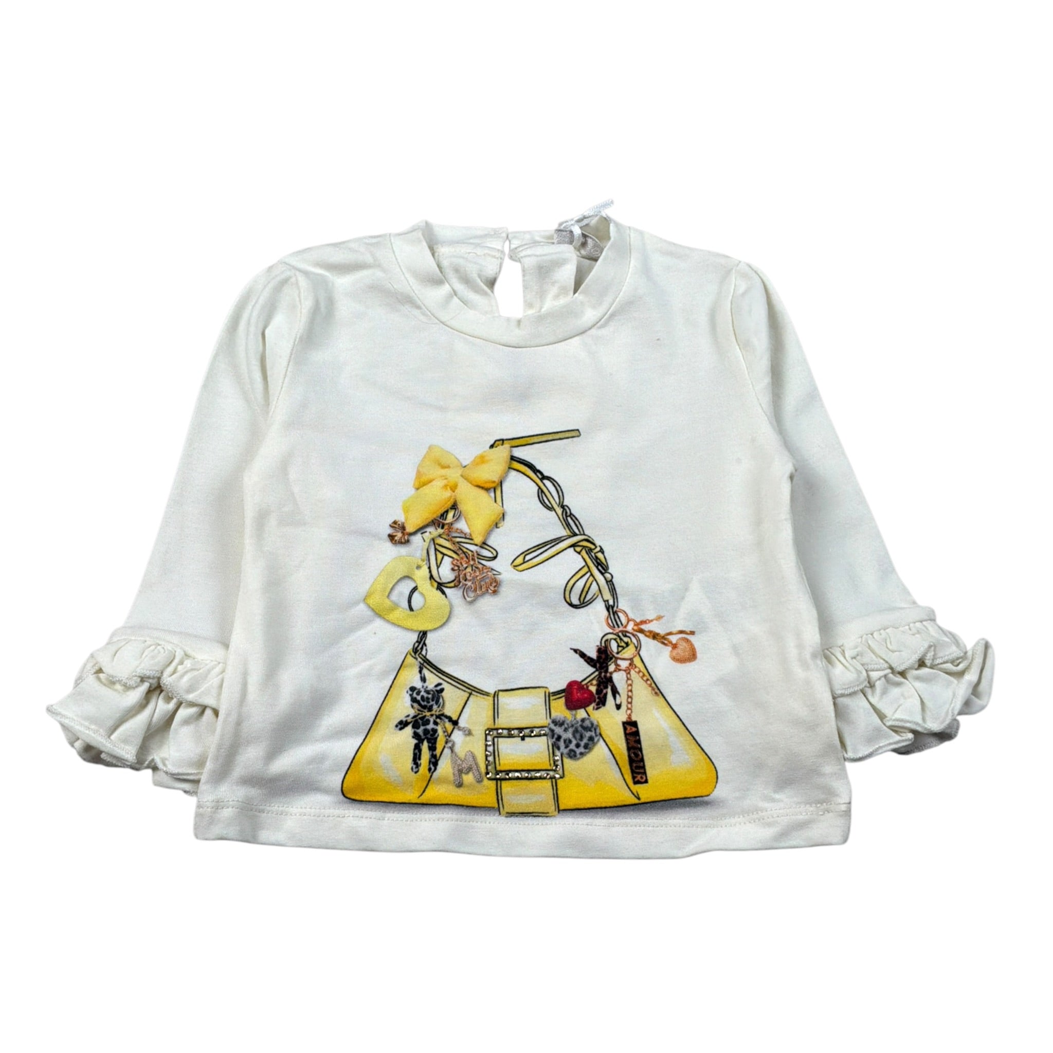 Miss Grant Shirt Girocollo tinta unita con Stampa Panna per Neonata MG1501N PANNA MISS GRANT 