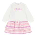 Missoni Abito Bicolore con Fantasia E Logo Bianco per Neonata MX1020 BIANCO MISSONI 