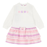 Missoni Abito Bicolore con Fantasia E Logo Bianco per Neonata MX1020 BIANCO MISSONI 