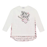 Monnalisa Shirt Girocollo Bicolore con Stampa Bianco/Rosa per Bambina 114635P5 BIANCO/ROSA MONNALISA 