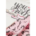 Monnalisa Shirt Girocollo Bicolore con Stampa Bianco/Rosa per Bambina 114635P5 BIANCO/ROSA MONNALISA 