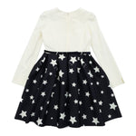 Monnalisa Abito Manica Lunga Bicolore Panna/Nero per Bambina 114935B6 PANNA/NERO MONNALISA 