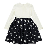 Monnalisa Abito Manica Lunga Bicolore Panna/Nero per Bambina 114935B6 PANNA/NERO MONNALISA 