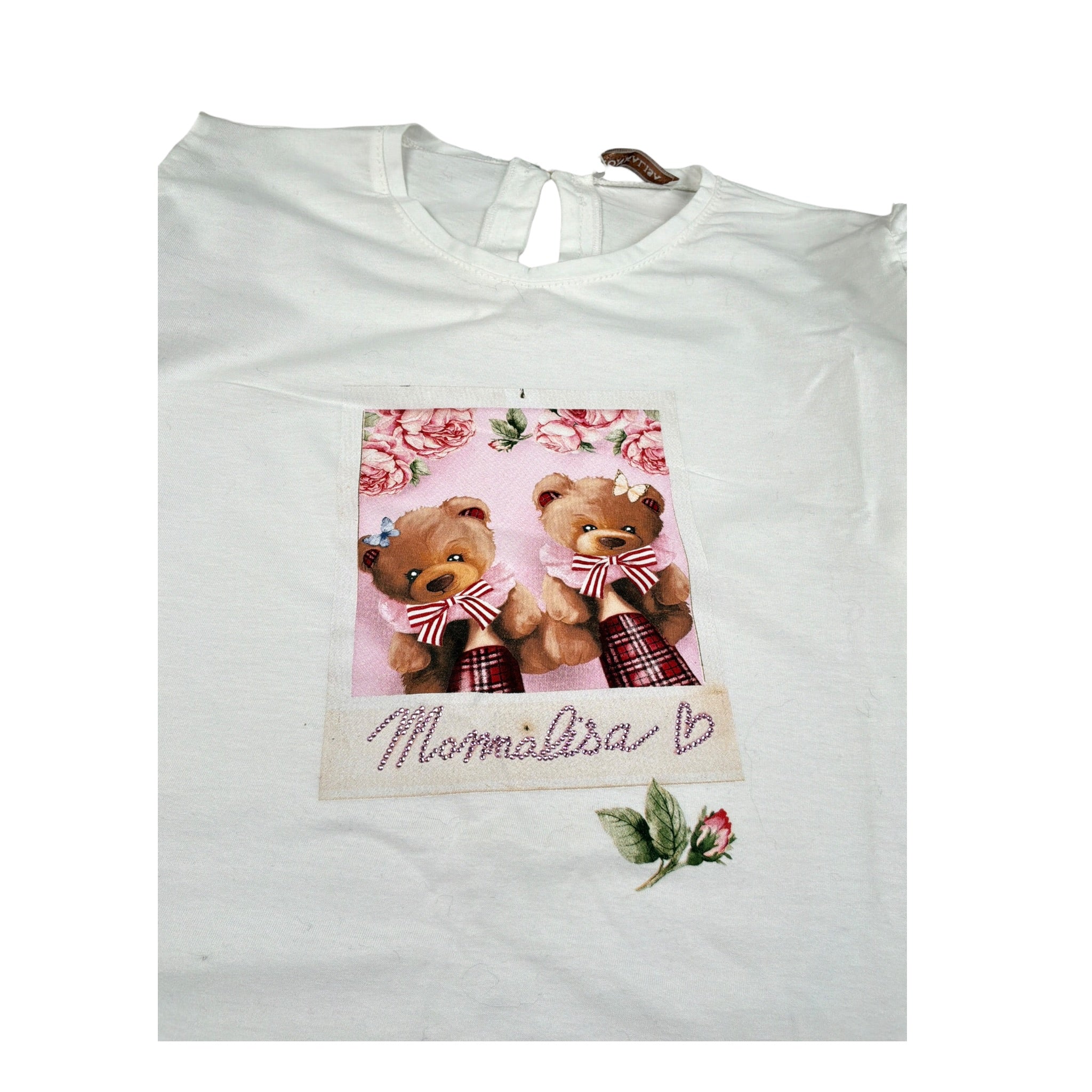 Monnalisa Shirt Girocollo Tinta Unit Ocn Stampa Bianco per Bambina 118624PI BIANCO MONNALISA 