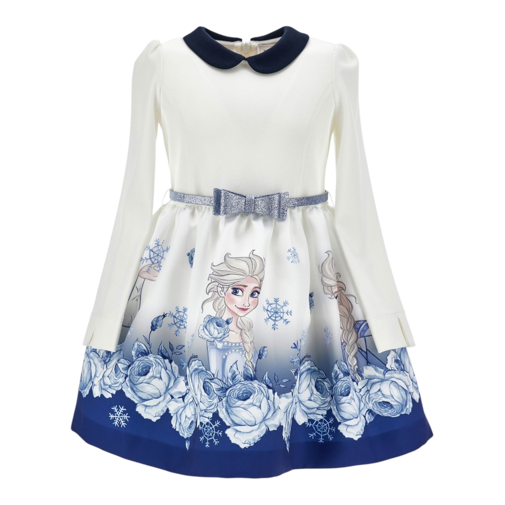 Monnalisa Abito Manica Lunga tinta unita Cn Stampa Frozen Bianco per Neonata 11D926NP BIANCO MONNALISA 