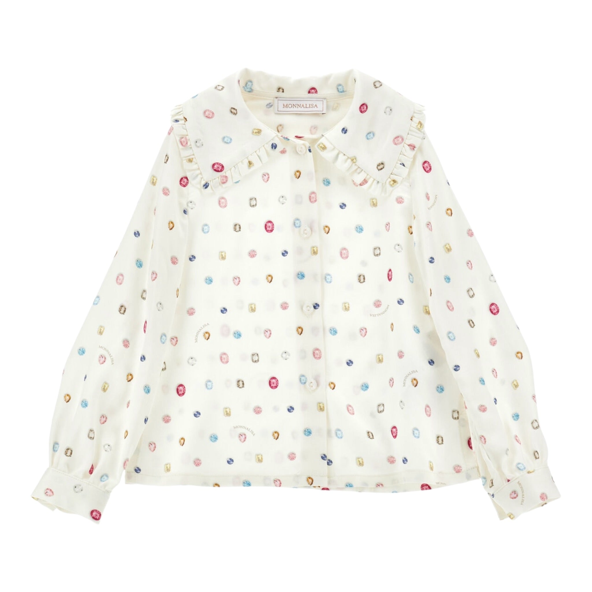 Monnalisa Camicia Manica Lunga tinta unita Panna per Bambina 11F302 PANNA MONNALISA 