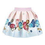 Monnalisa Gonna Bicolore con Stampe Rosa/Azzurro per Bambina 11F703 ROSA/AZZURRO MONNALISA 