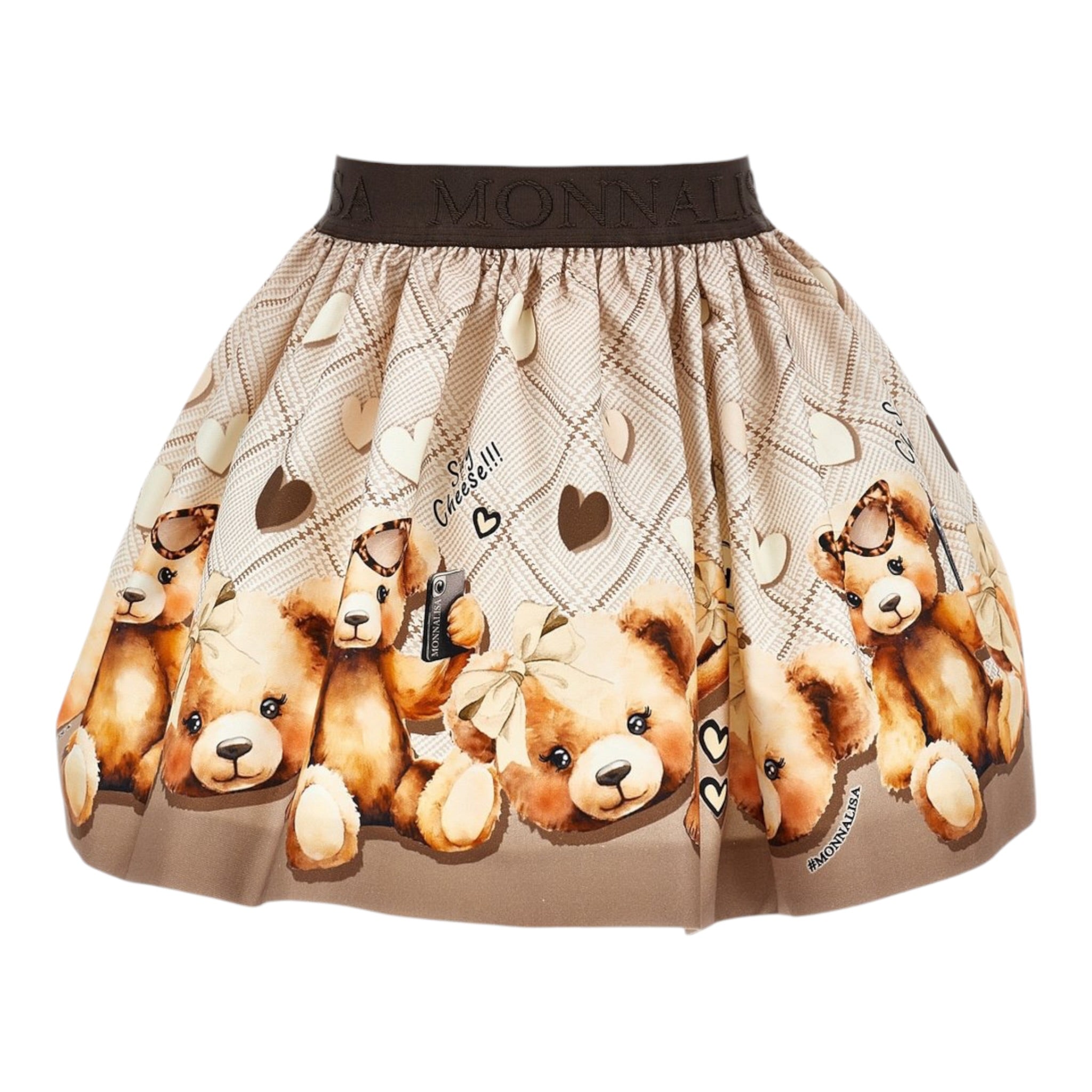Monnalisa Gonna tinta unita con Stampa Beige per Bambina 11F705XX BEIGE MONNALISA 