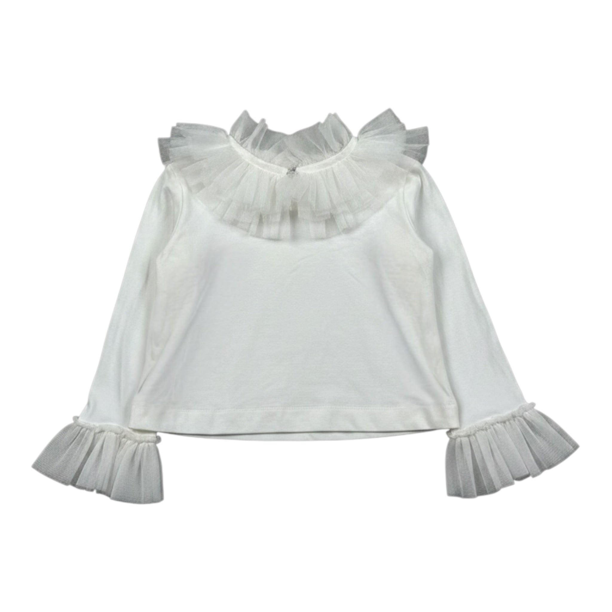 Monnalisa Shirt tinta unita con Tulle Panna per Bambina 170605J PANNA MONNALISA 