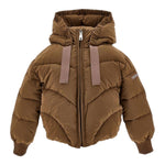 Monnalisa Giubbino tinta unita con Zip E Cappuccio Marrone per Bambina 17F103 MARRONE MONNALISA 